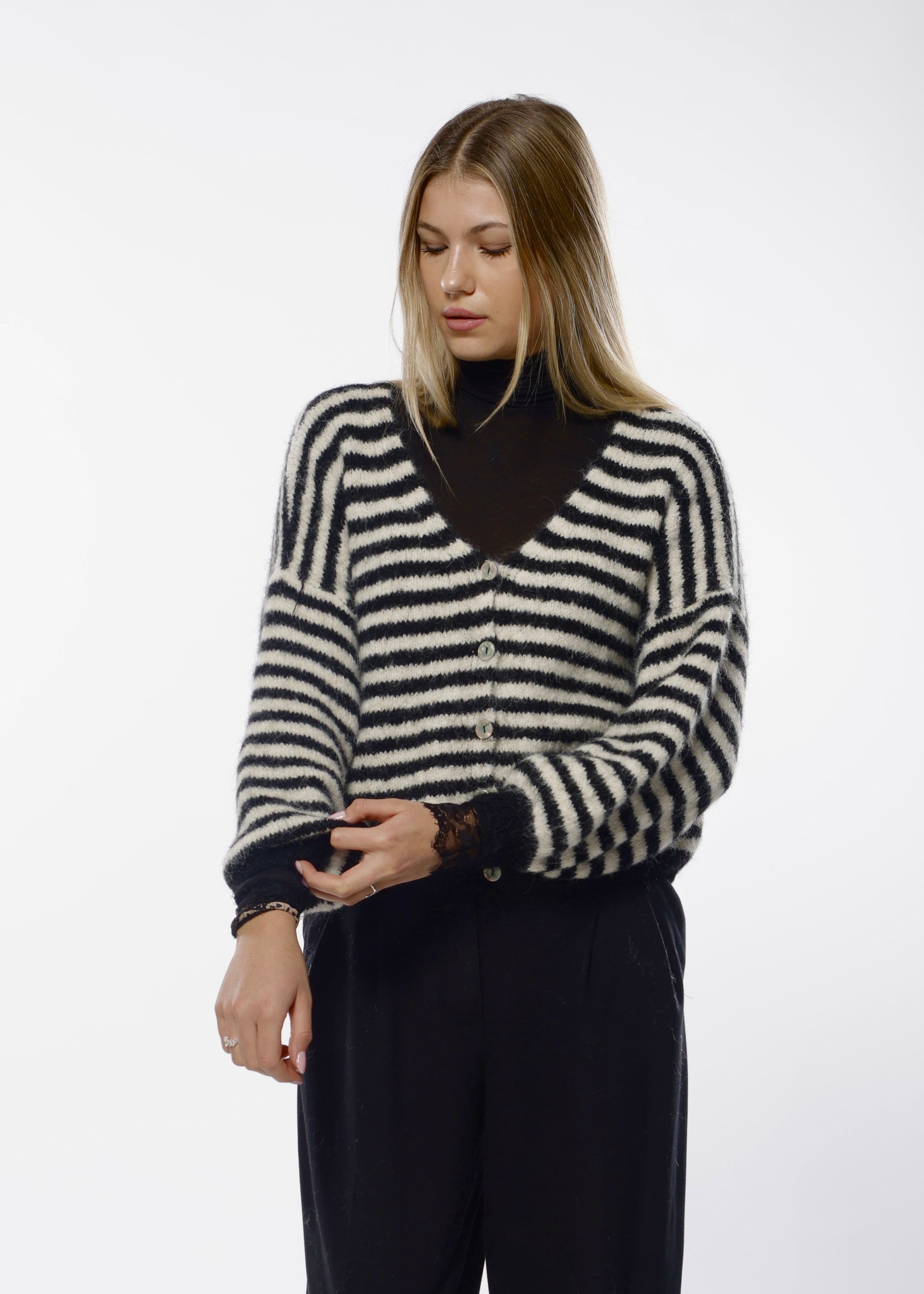 Checked Soft Wool Cardigan