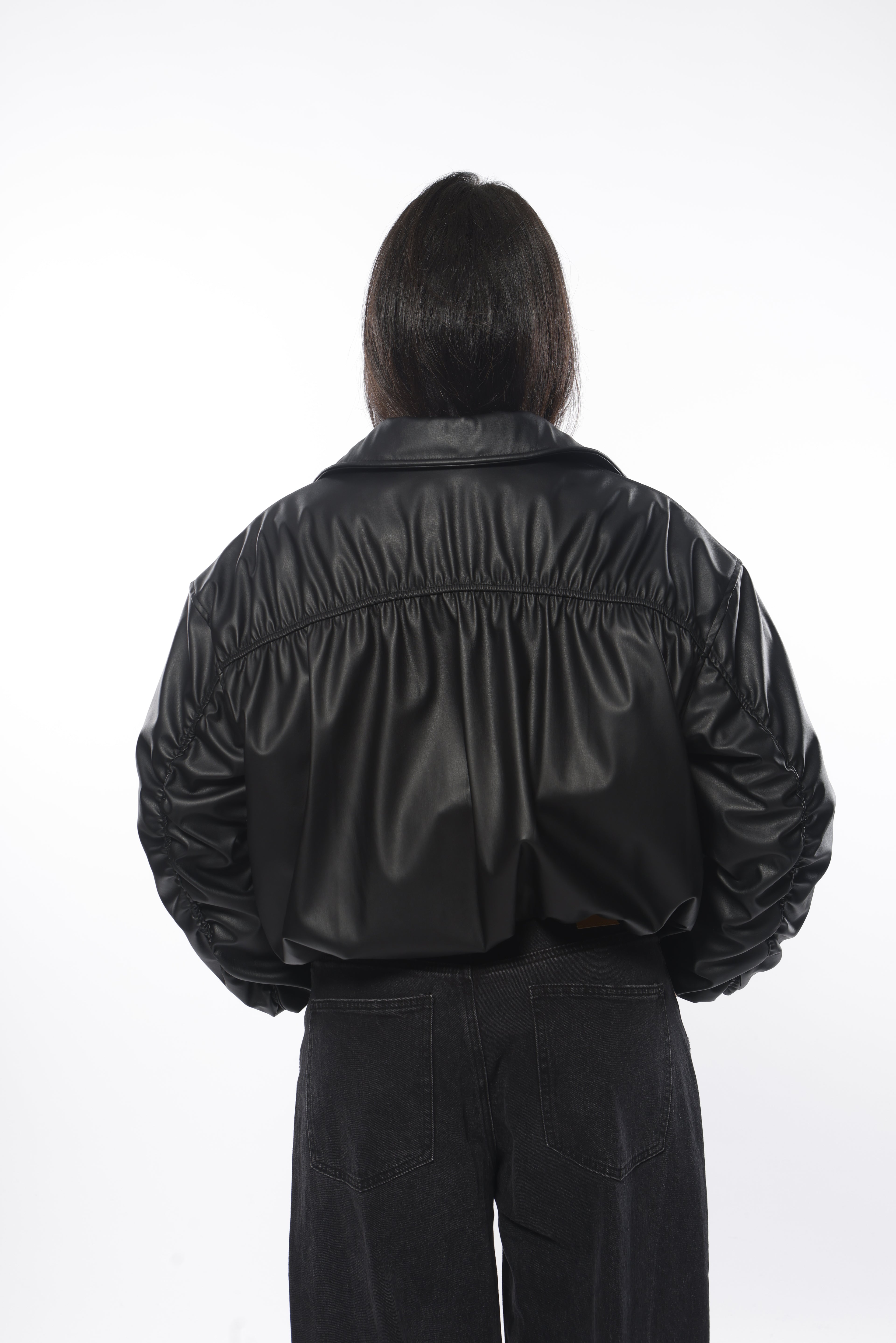 Fake Leather Bomber Jacket