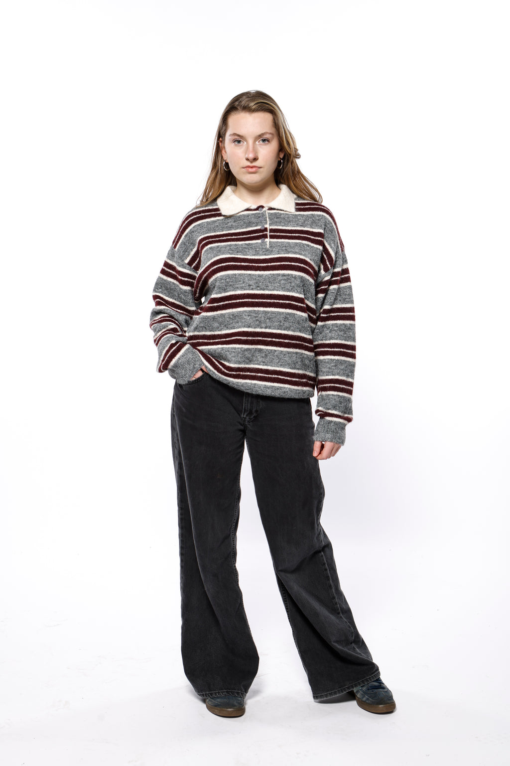 Striped Soft Wool Polo Knit