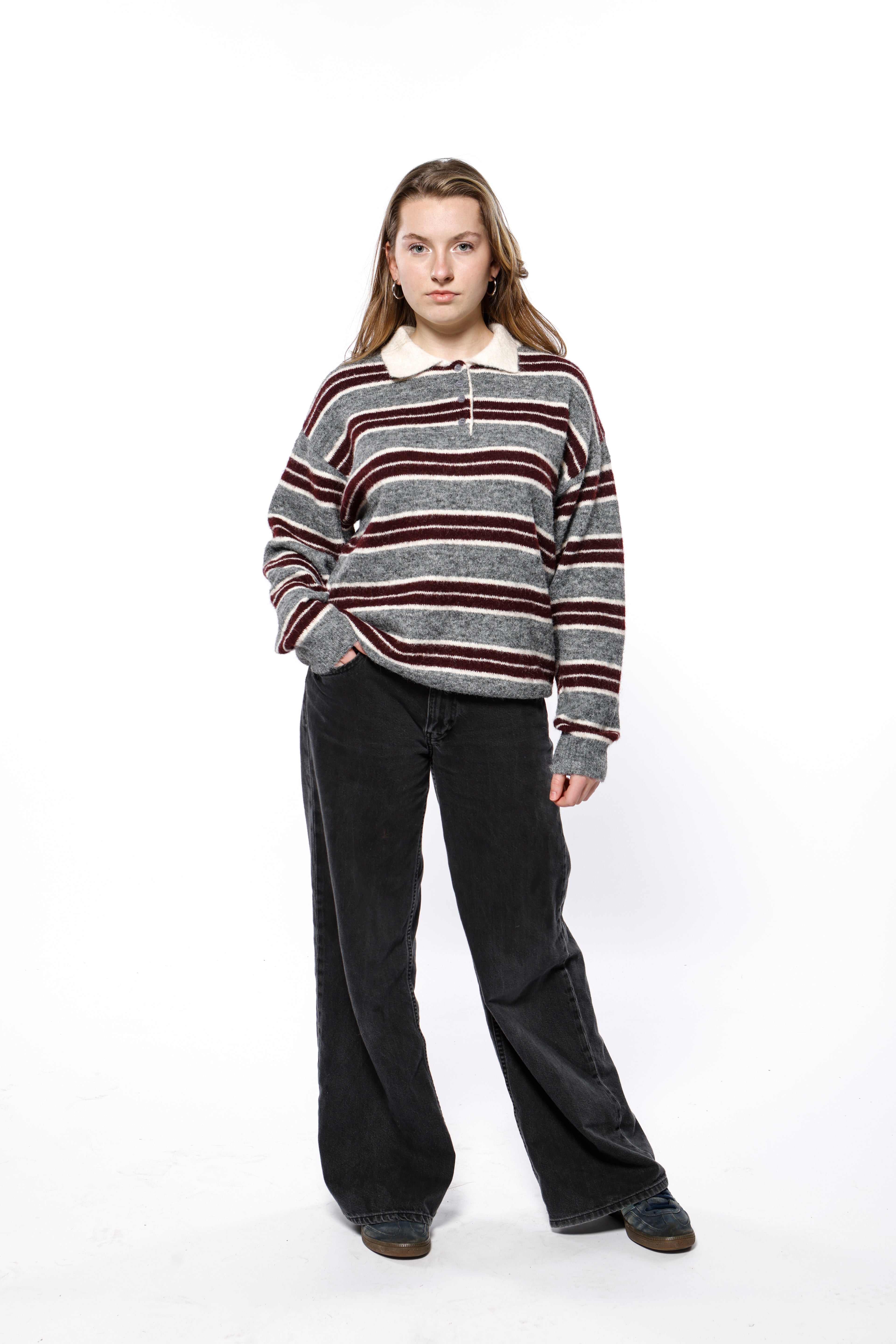 Striped Soft Wool Polo Knit