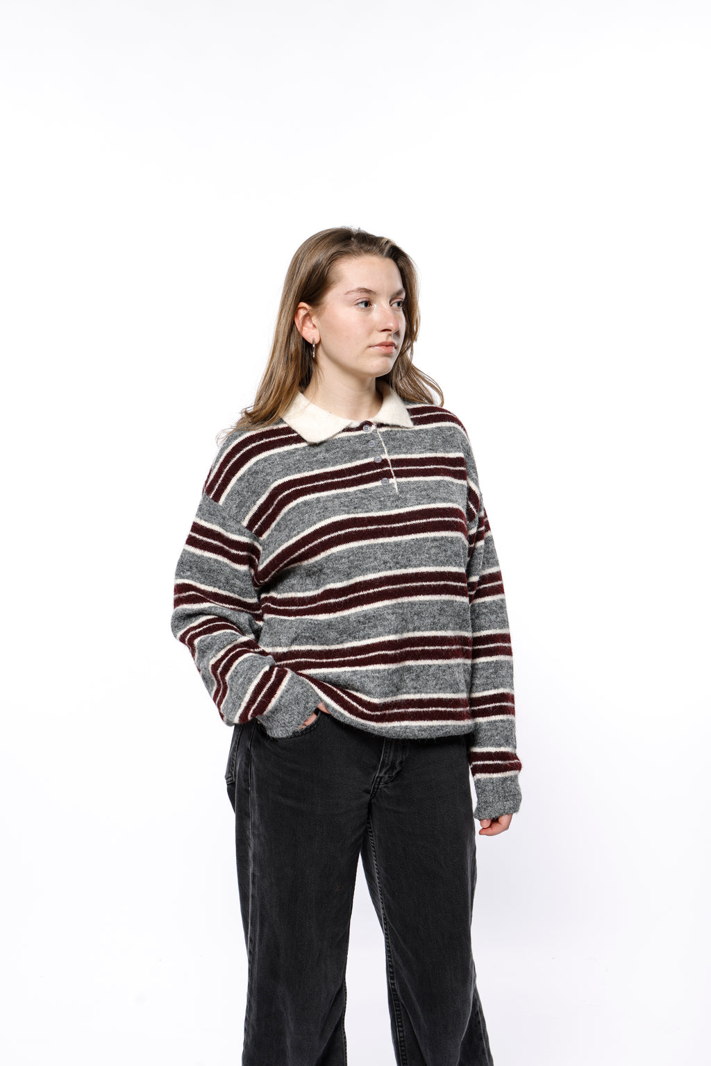 Striped Soft Wool Polo Knit