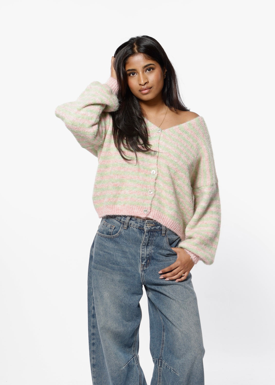 Checked Soft Wool Cardigan